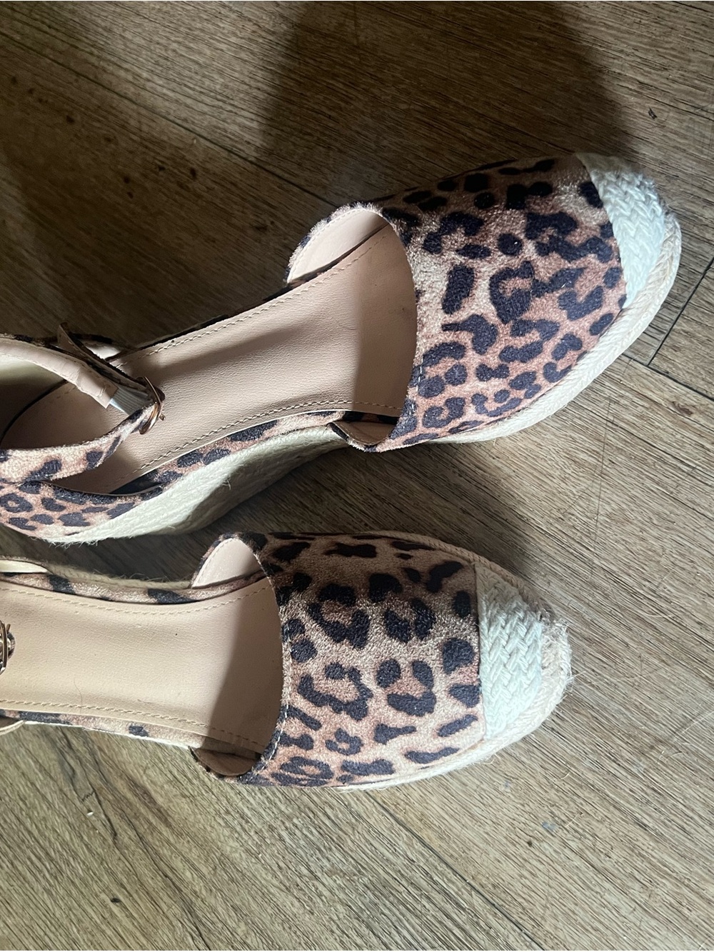YNS Generic Leopard Espadrille Wedges - Tan Black